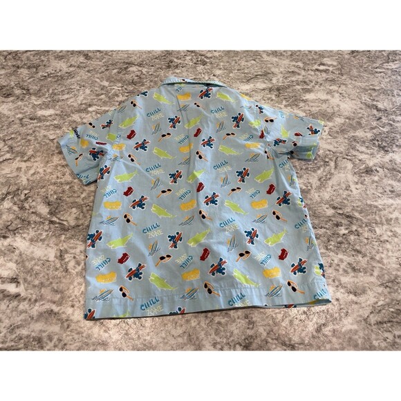 DISNEY Parks Mickey Mouse Hawaiian Button Down Shirt Size XXS Blue Surfin Chill - Picture 7 of 7